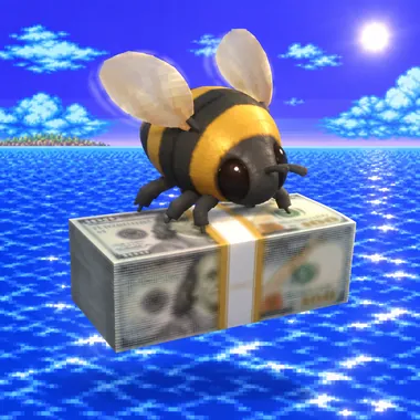 The bee on a brick of cash